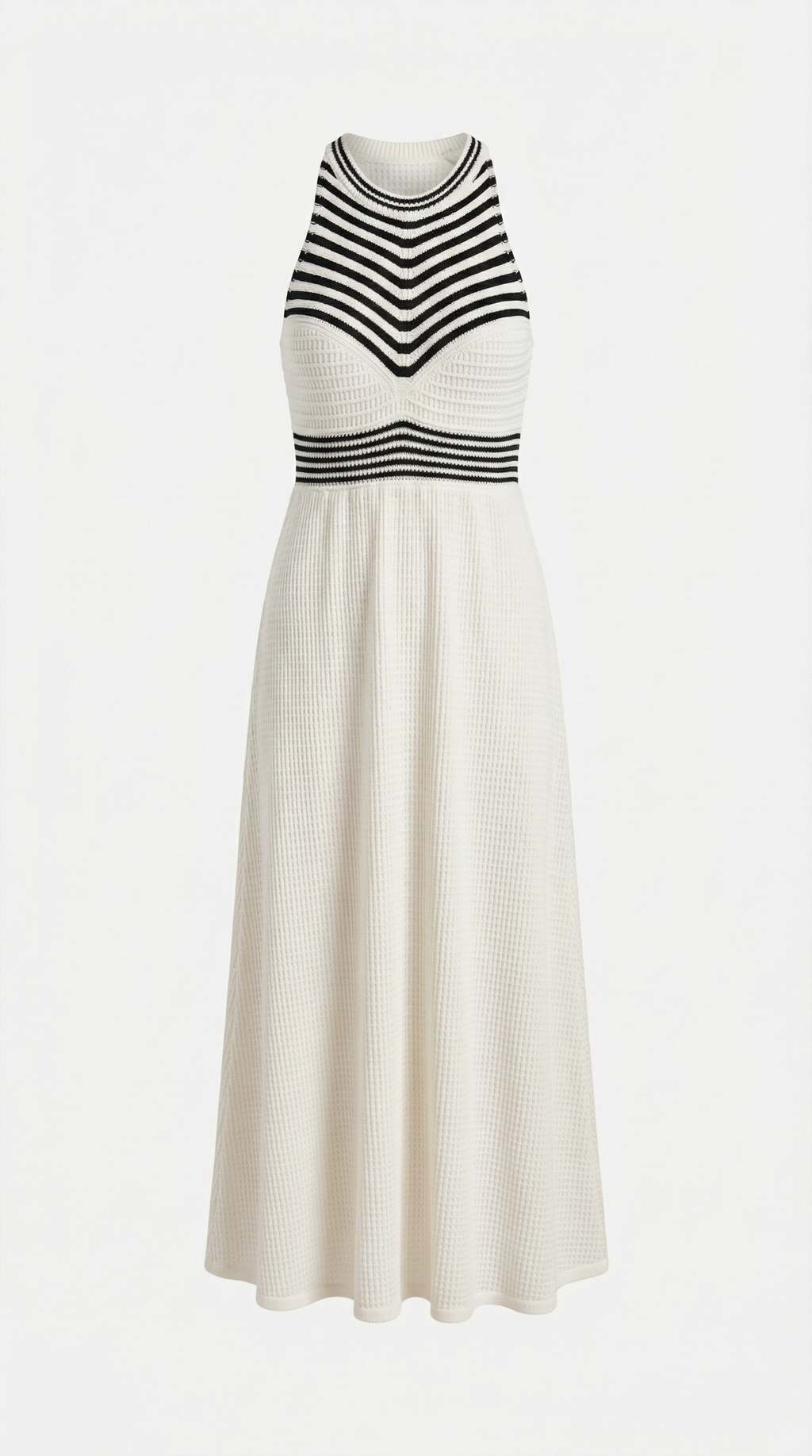Roba Çizgili Kolsuz Uzun Triko Elbise