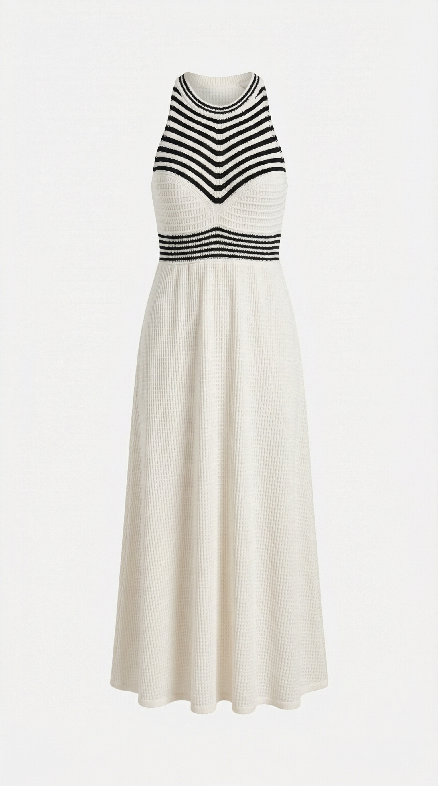 Roba Çizgili Kolsuz Uzun Triko Elbise