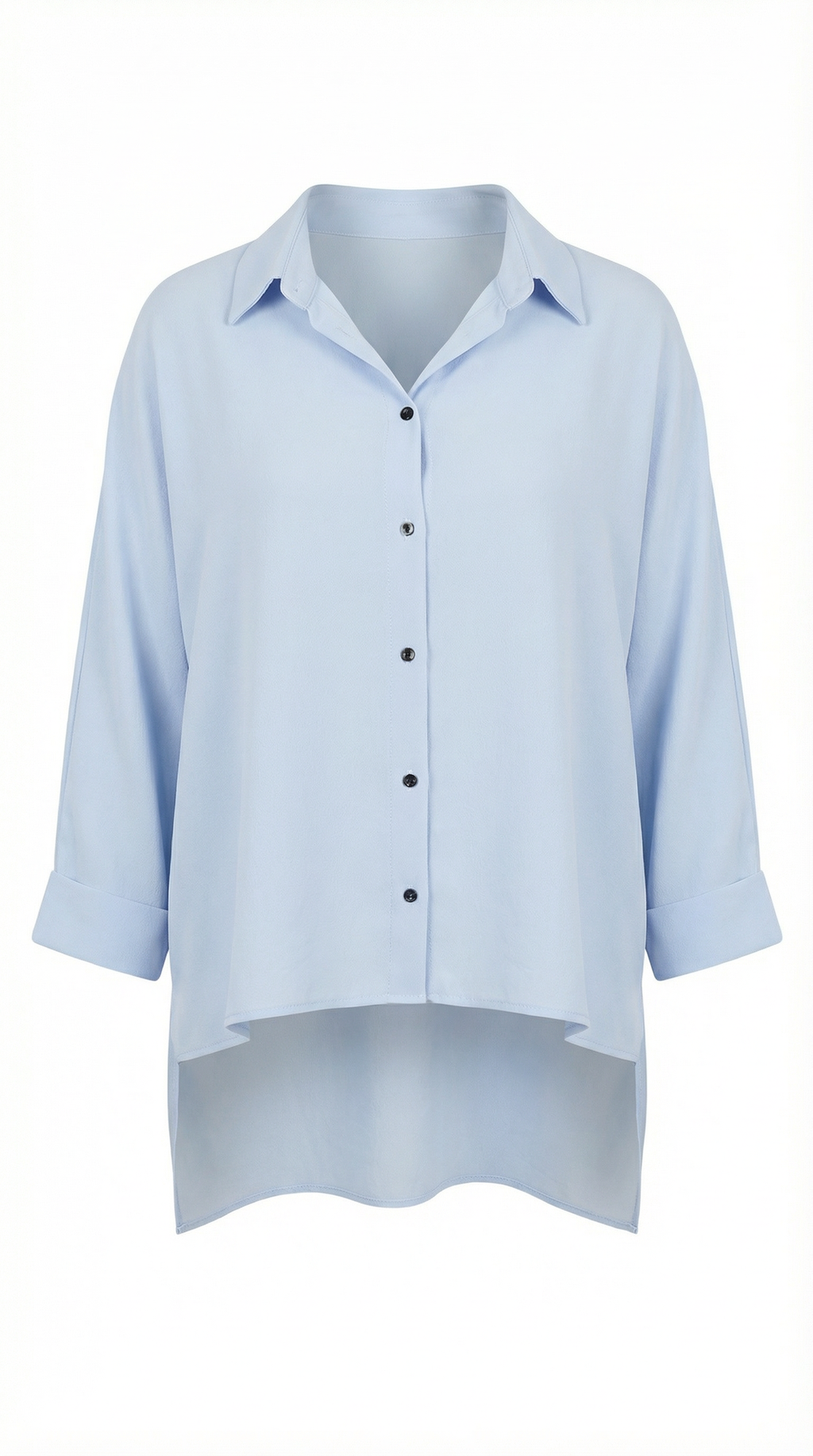 Kol Katlamalı Bebe Mavi Oversize Gömlek