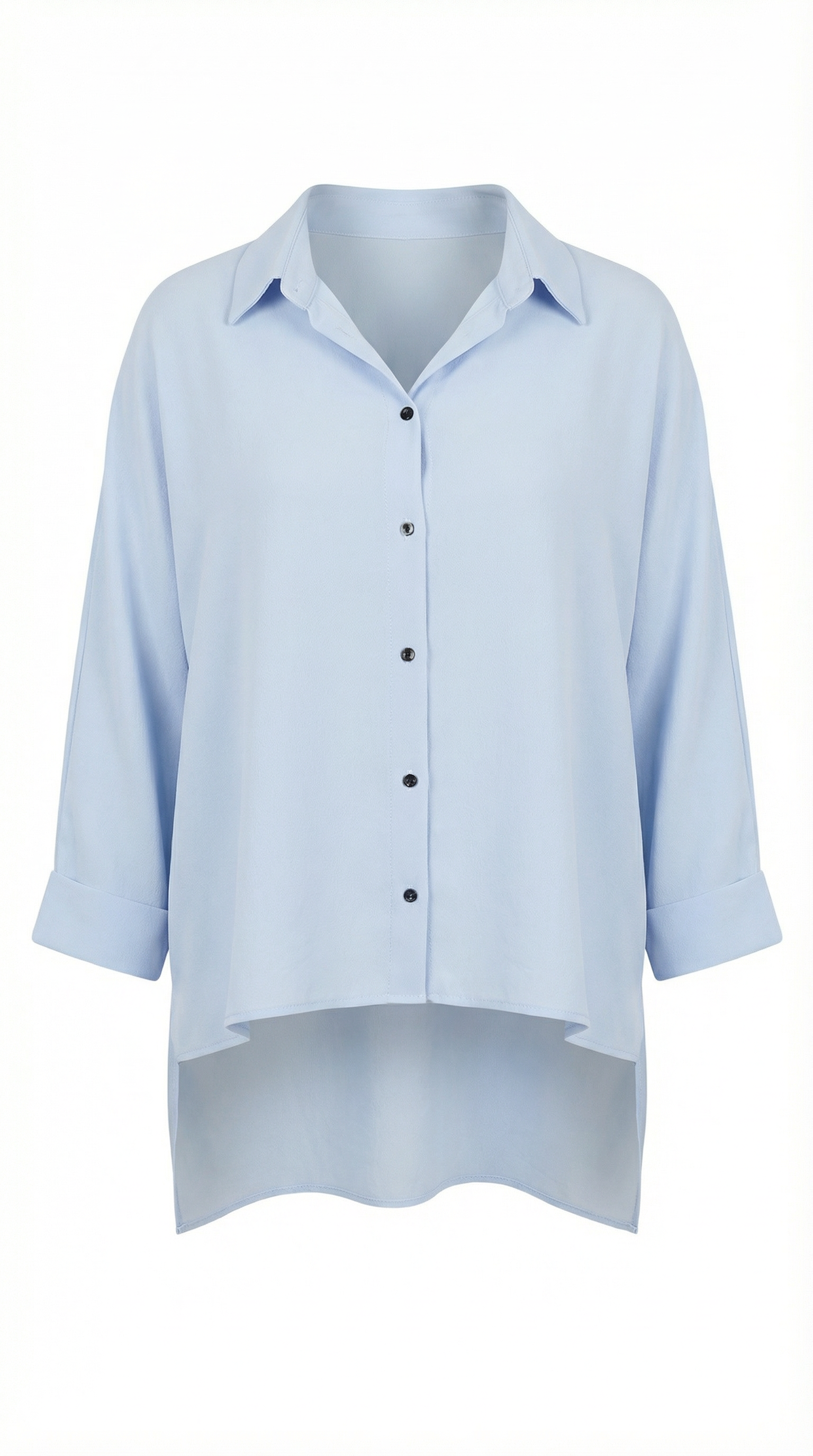 Kol Katlamalı Bebe Mavi Oversize Gömlek