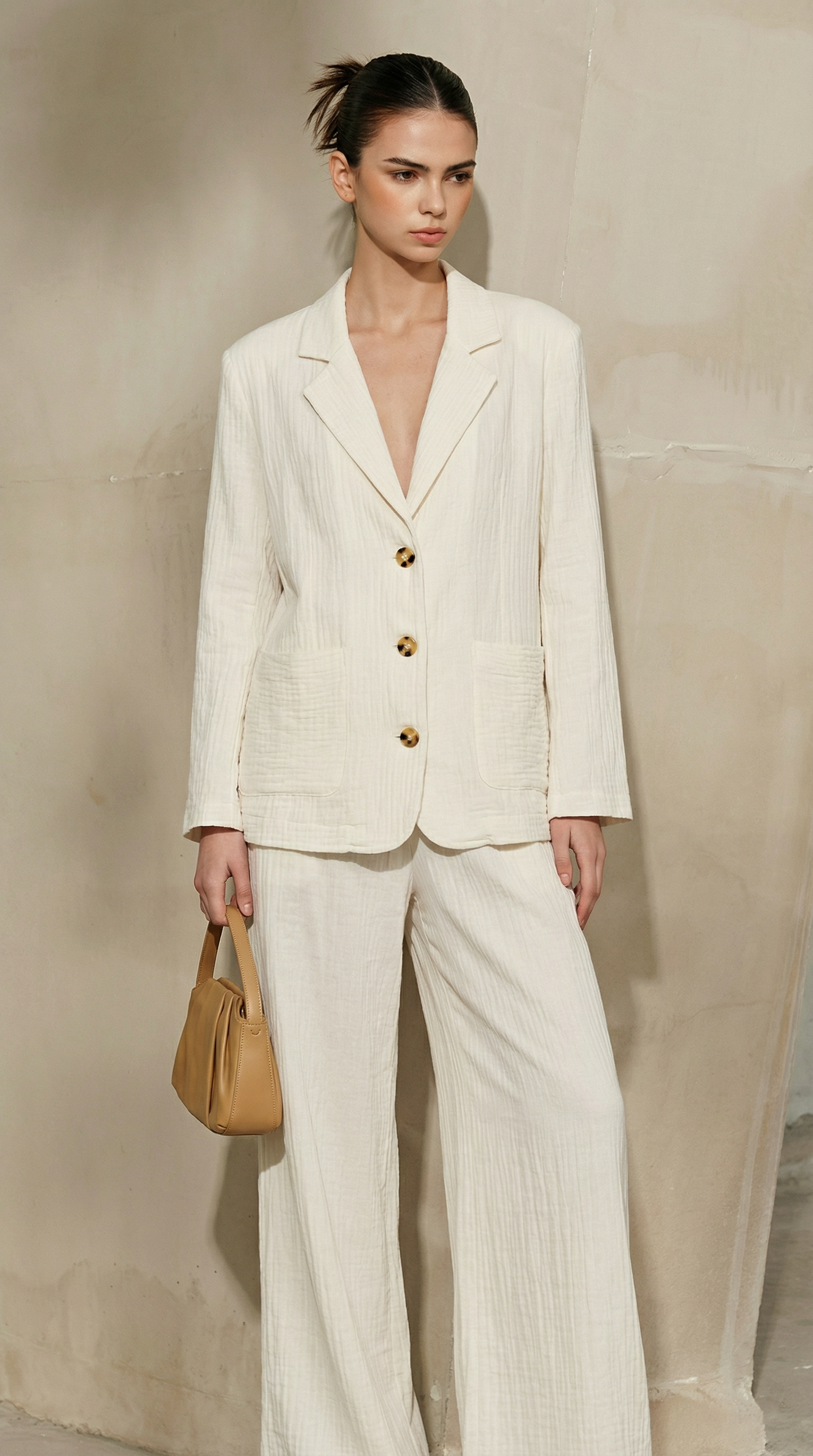 Beyaz Oversize Müslin Takım