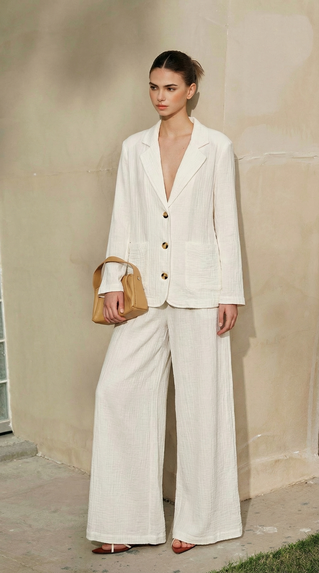 Beyaz Oversize Müslin Takım