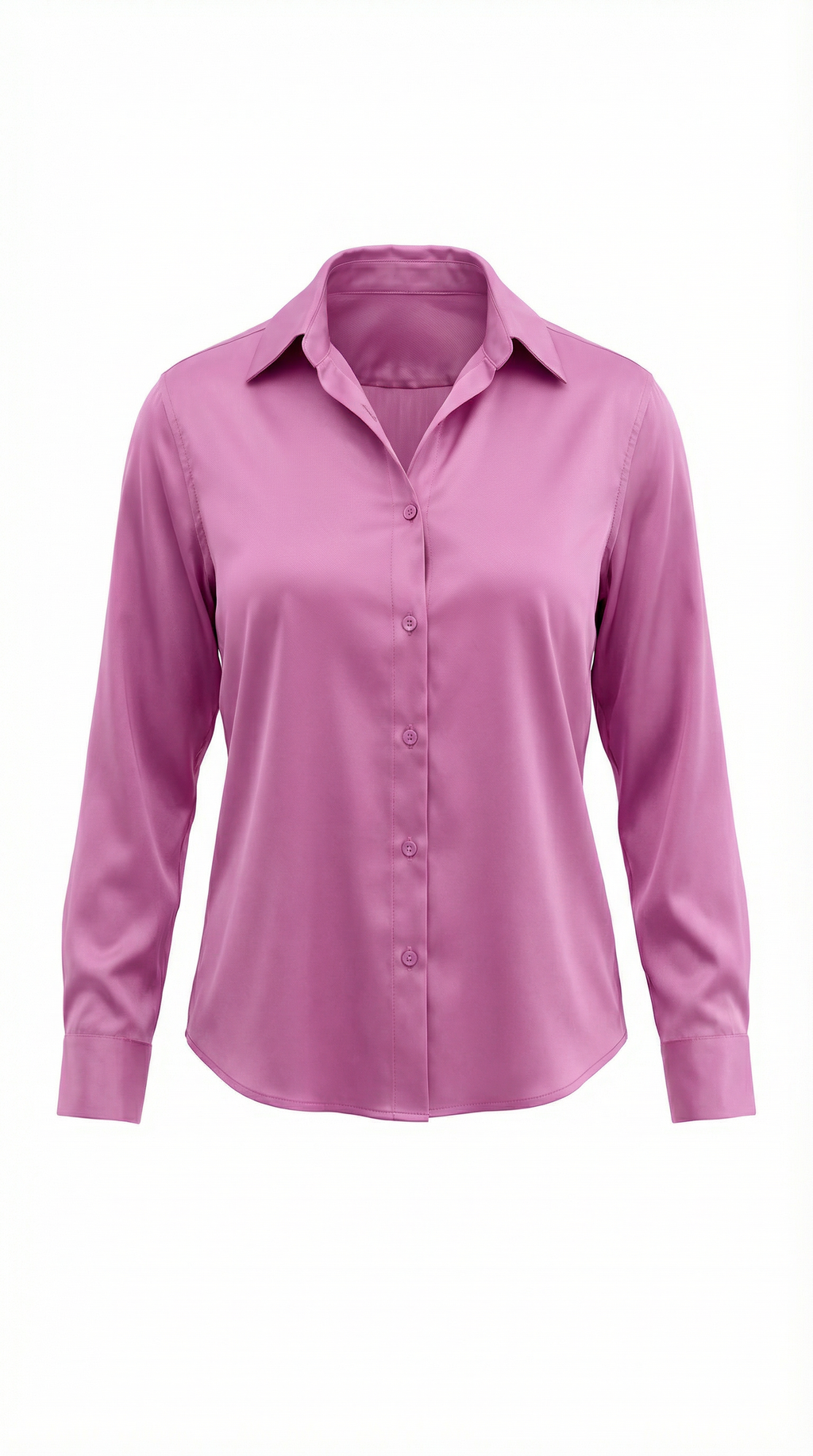 Pembe Saten Düğmeli Gömlek