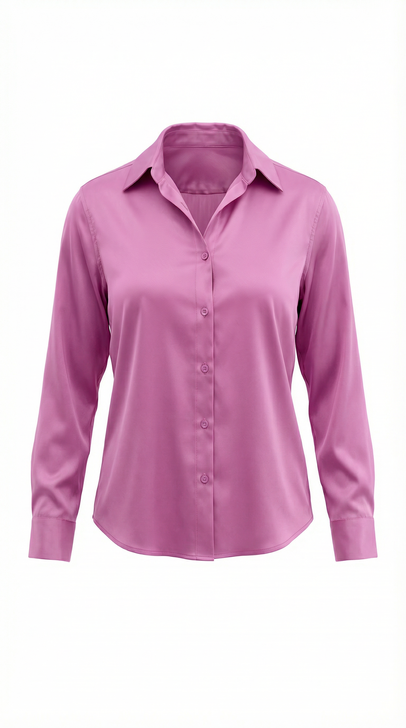Pembe Saten Düğmeli Gömlek