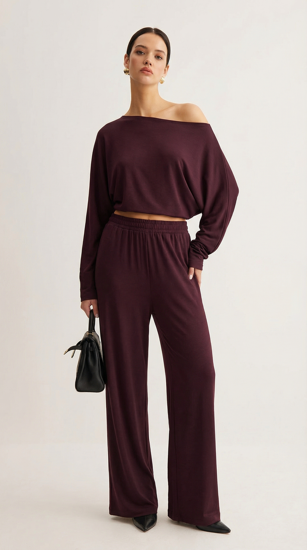 Tek Omuz Açık Bordo İkili Takım