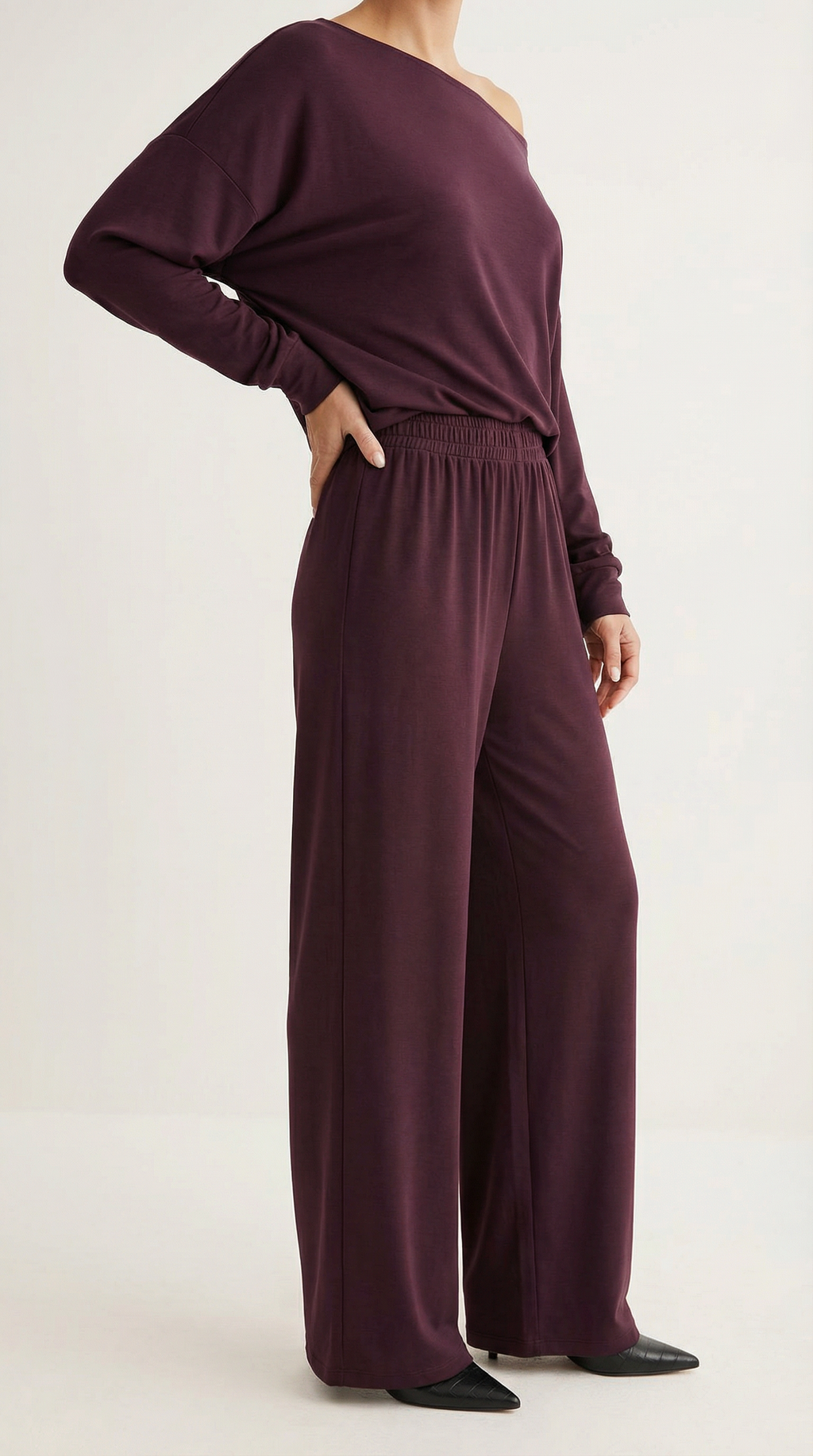 Tek Omuz Açık Bordo İkili Takım