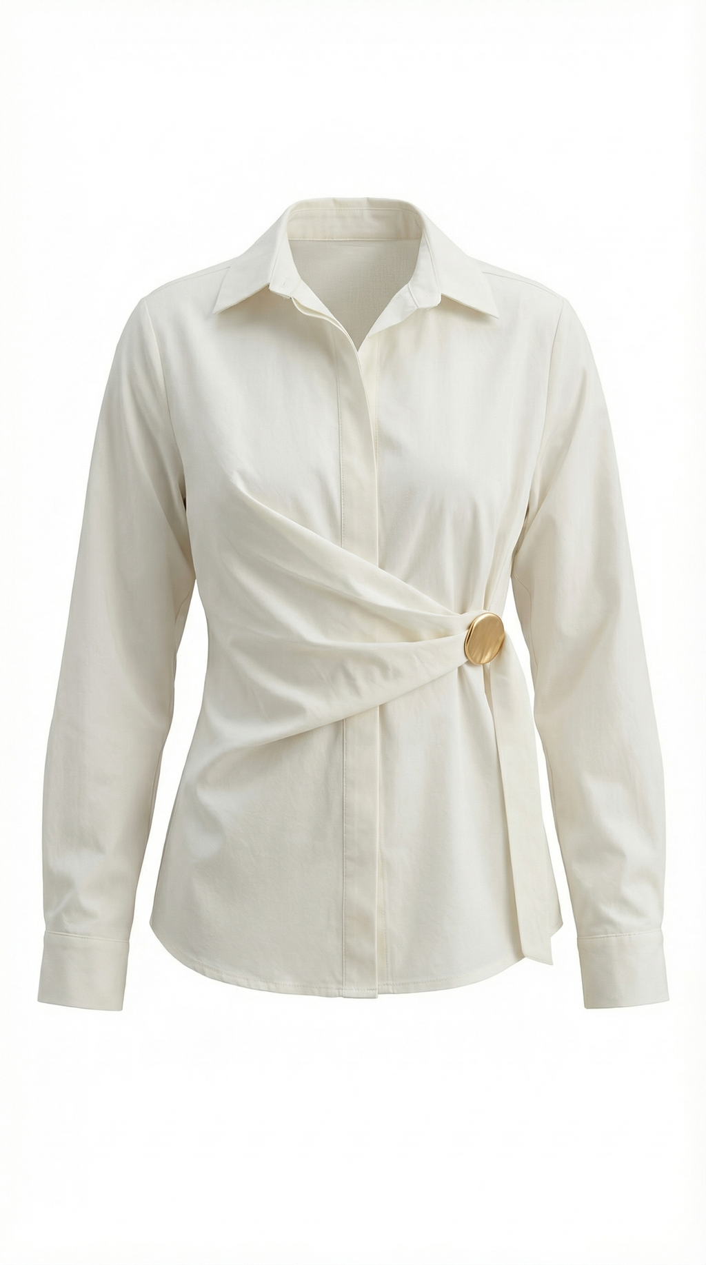 Ekru Metal Tokalı Bağlamalı Gömlek