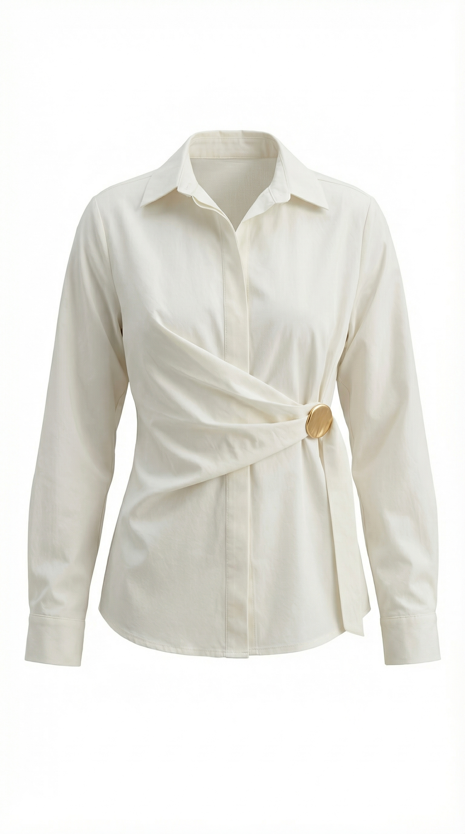 Ekru Metal Tokalı Bağlamalı Gömlek