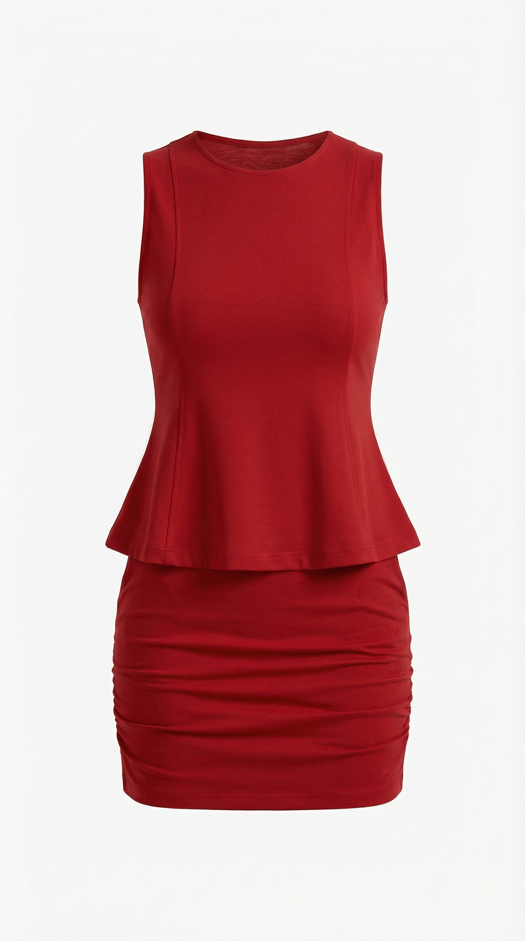 Kırmızı Volanlı Modal Mini Etek Takım