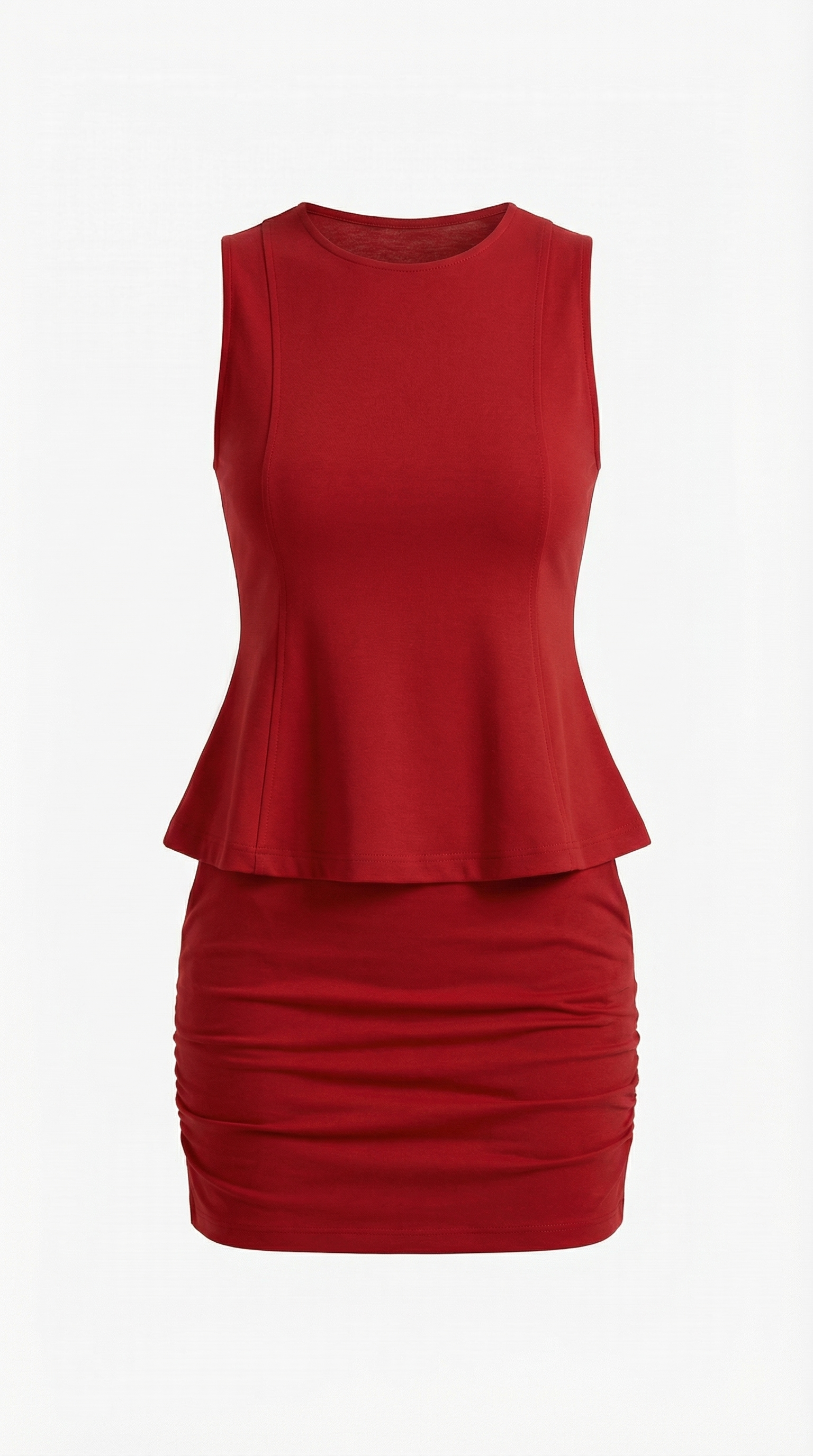 Kırmızı Volanlı Modal Mini Etek Takım