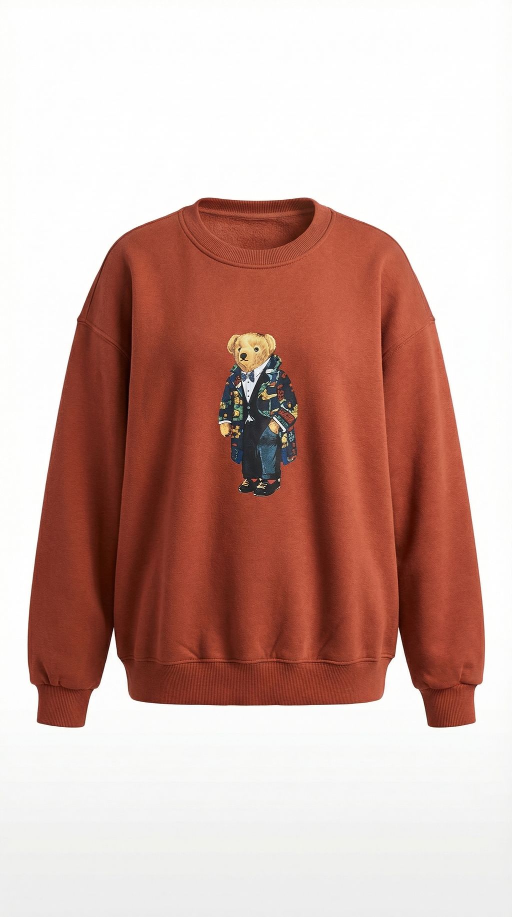 Kiremit Renkli Grafik Baskılı Sweat Takım