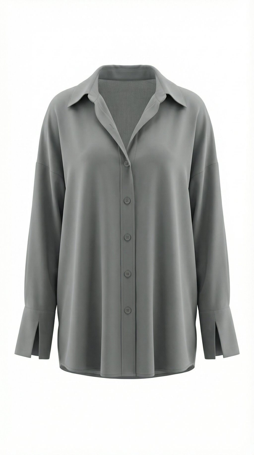 Geniş Manşetli Dökümlü Gömlek - Gri