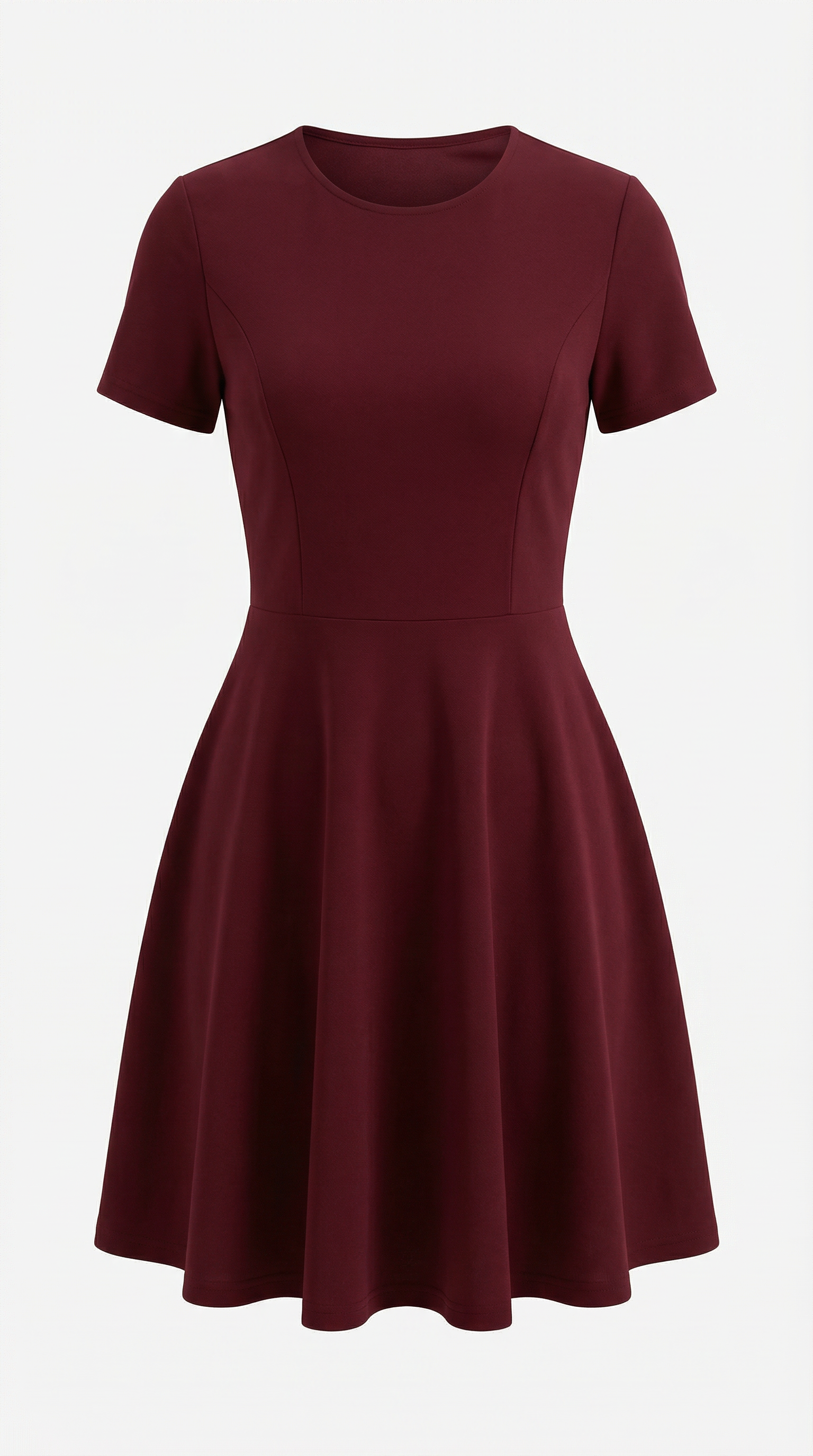 Kısa Kollu Bordo Krep Mini Elbise