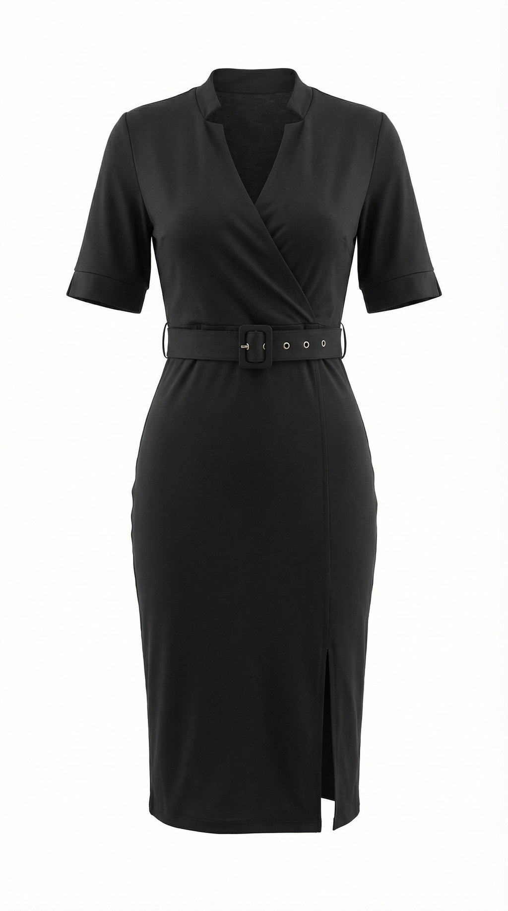 Siyah Kemerli Modal Midi Elbise