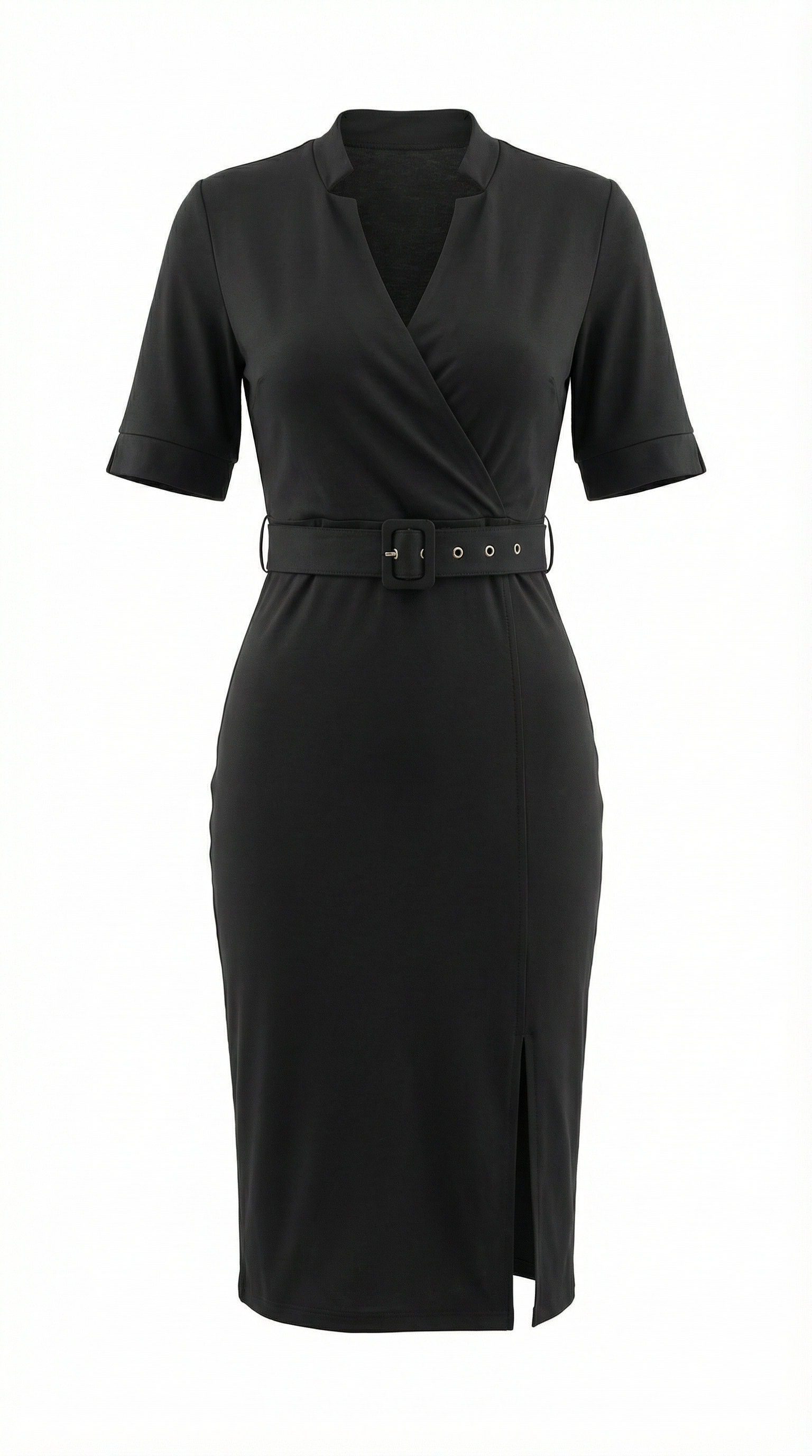 Siyah Kemerli Modal Midi Elbise