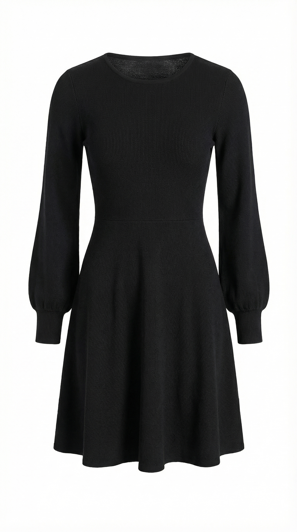 Siyah Uzun Kollu Kısa Triko Elbise