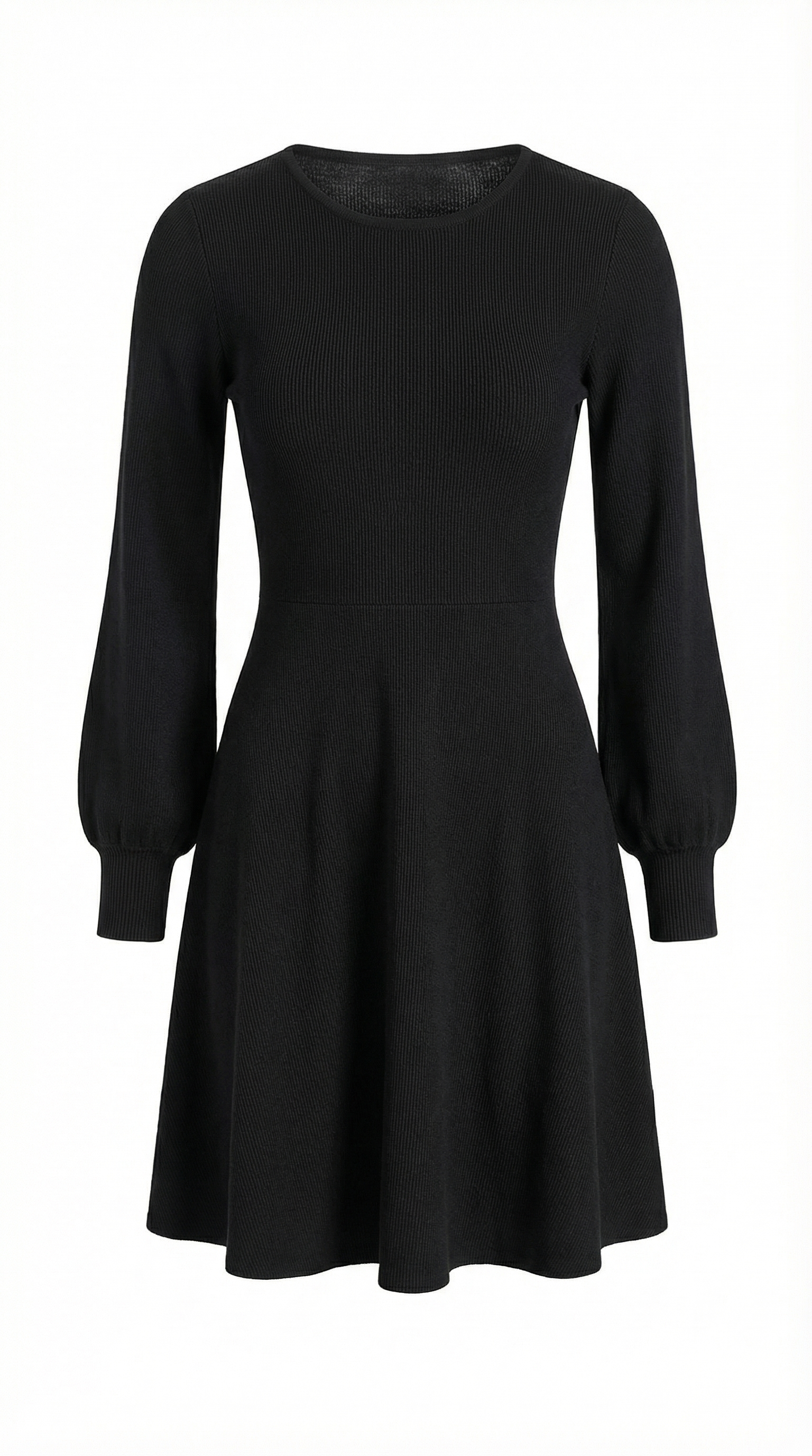 Siyah Uzun Kollu Kısa Triko Elbise