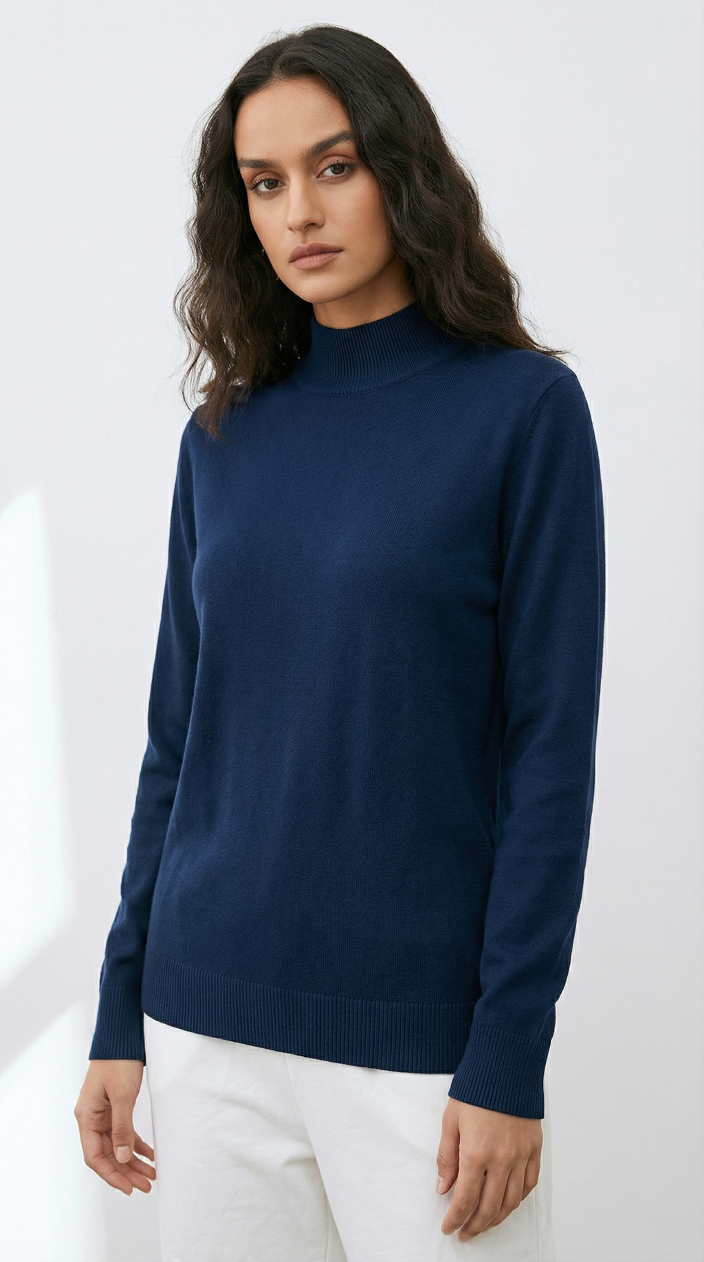 Lacivert Yarım Boğaz Pamuk Kazak