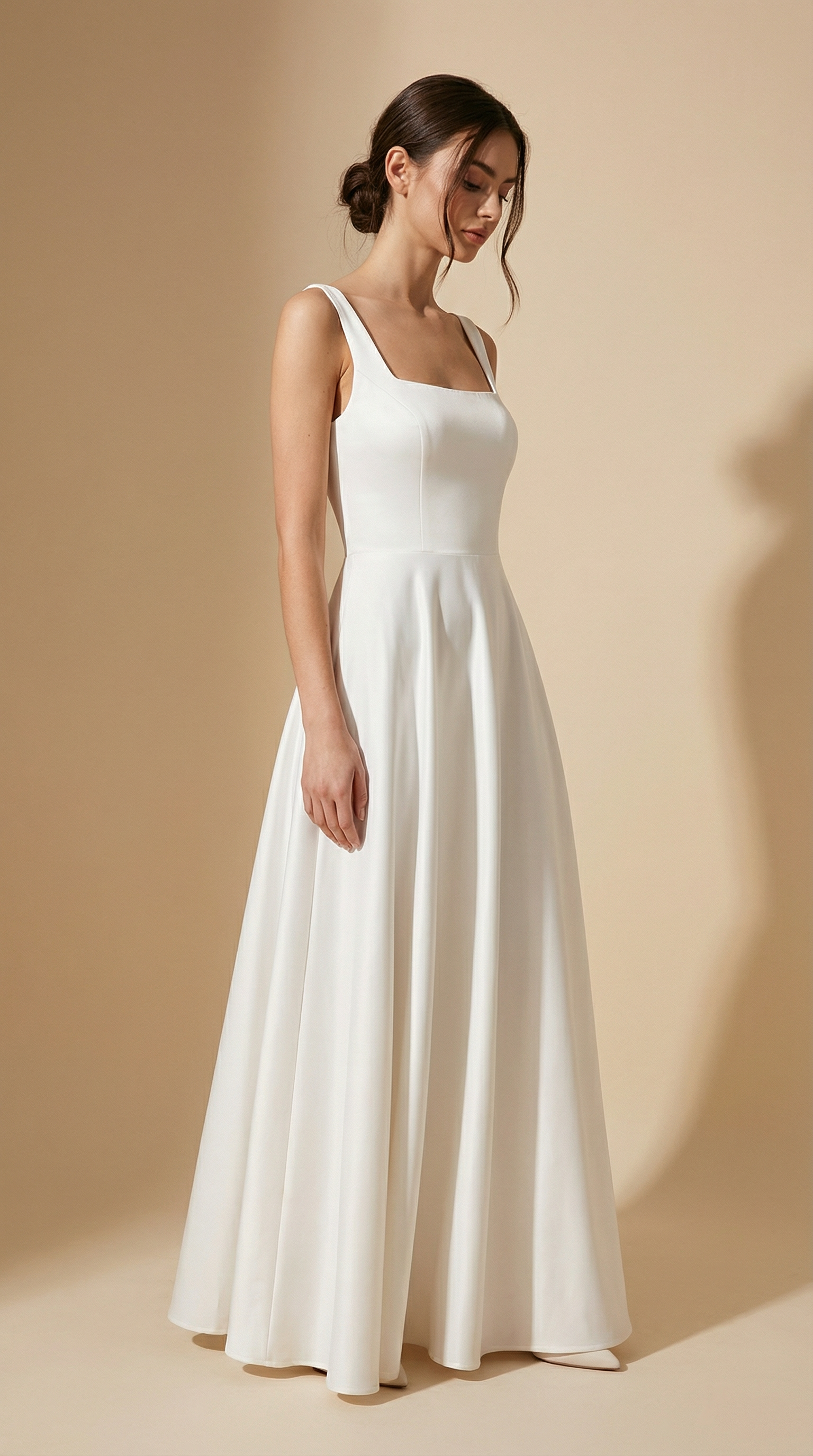 Beyaz Askılı A Form Elbise