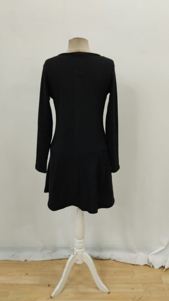 Kadın Uzun Kollu önden Fermuarlı Pileli şardonlu Kaşkorse Mini Elbise