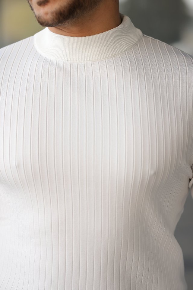 Erkek Yarım Balıkçı Yaka Fitilli Triko