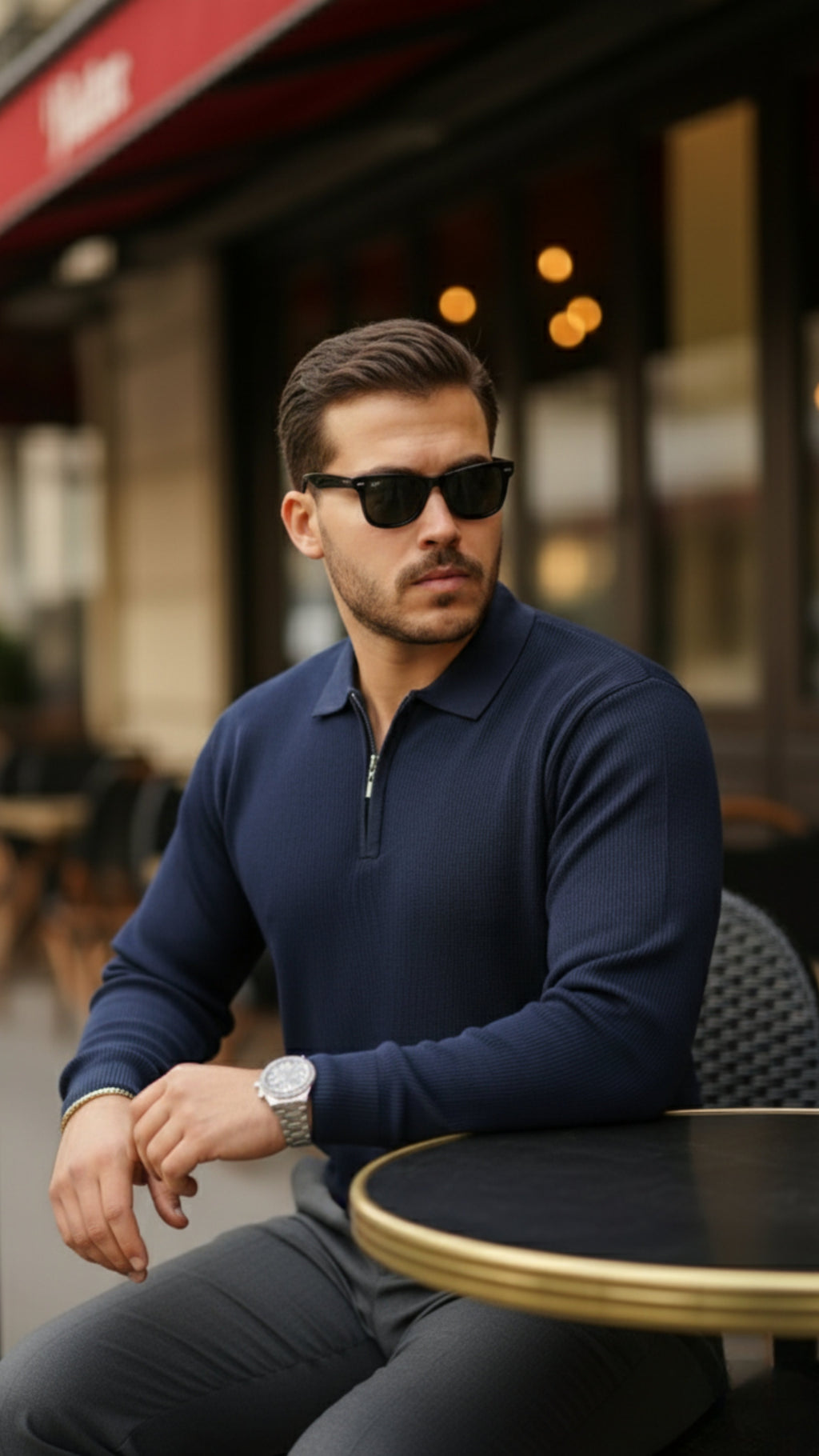 Erkek Selanik örme Yakalı Uzun Kollu Triko