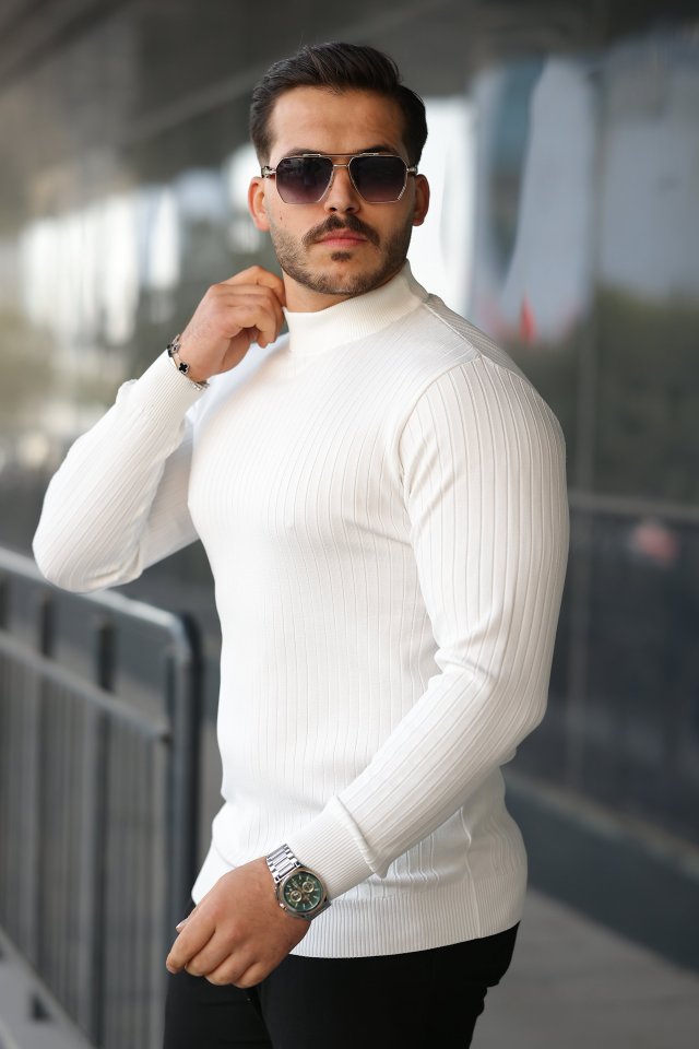 Erkek Yarım Balıkçı Yaka Fitilli Triko