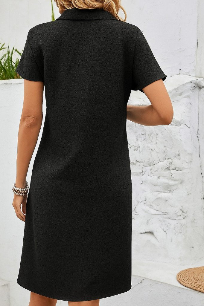 Kadın Kısa Kollu V Yakalı Bürümcük Elbise