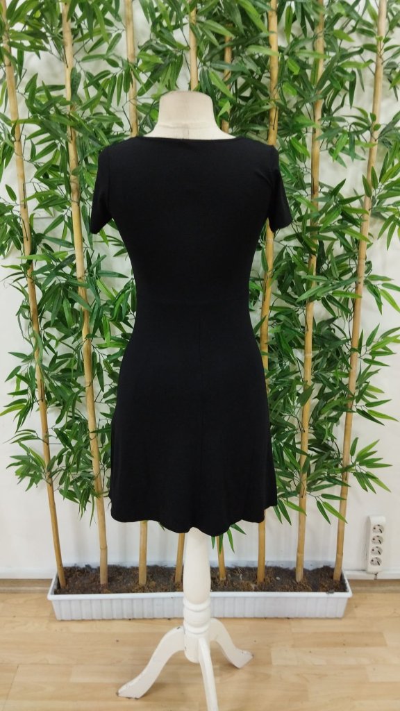 Kadın Kısa Kollu Derin Büzgülü V Yakalı Viskon Elbise