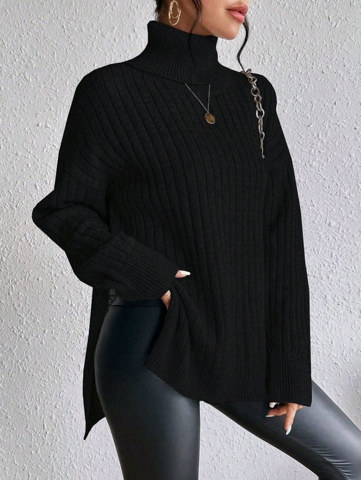 Kadın Uzun Kollu Balıkçı Yakayanlar Yırtmaçlı Kaşkorse Bluz