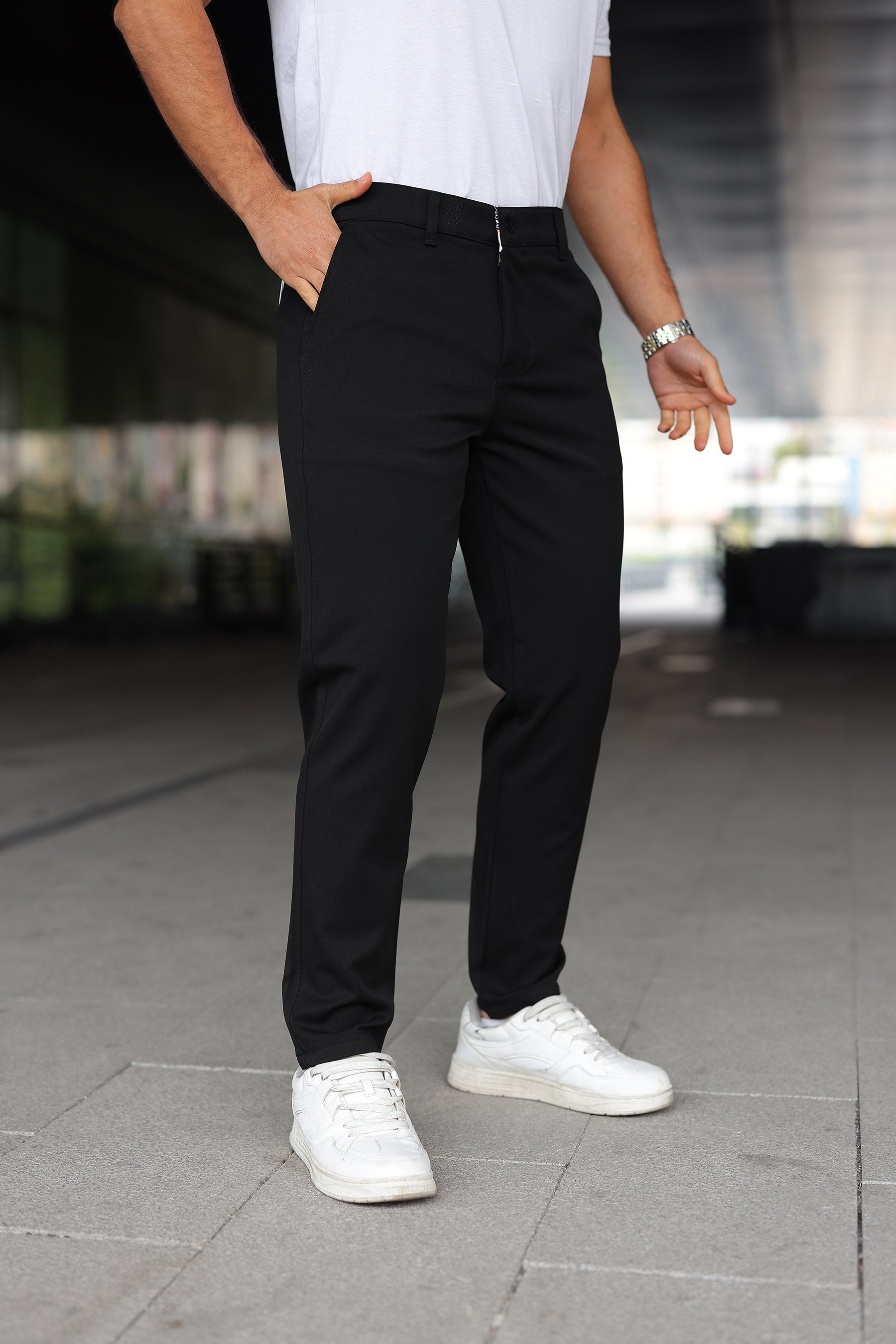Erkek Slim Fit Likralı Gabardin Pantolon