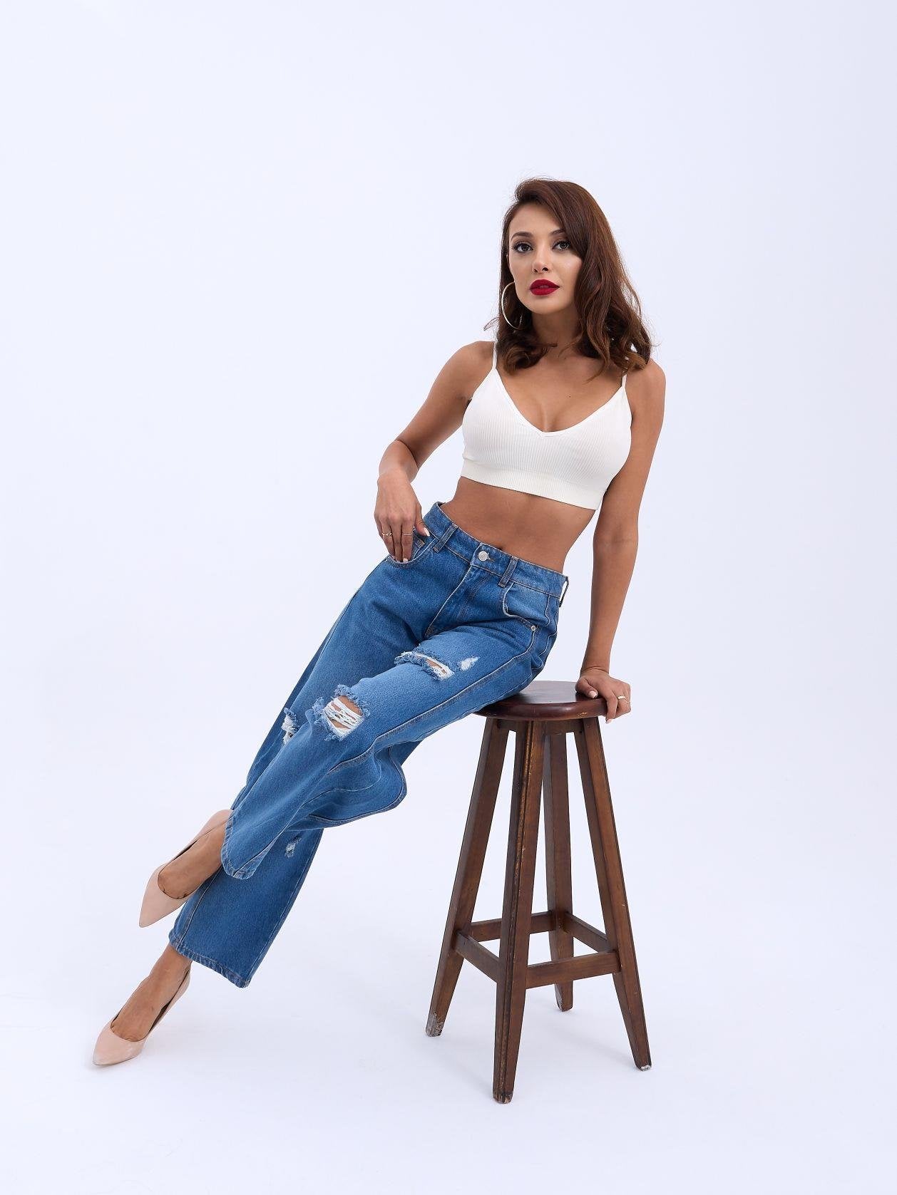 7086 KOT PANTOLON-MAVİ