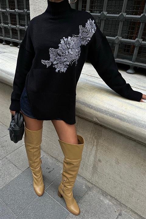 Nakış Detaylı Triko Kazak 1340