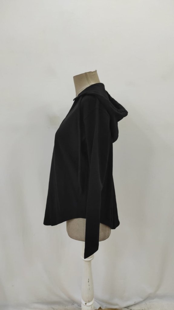 Kadın Uzun Kollu V Yakalı Kapşonlu Waffle Bluz