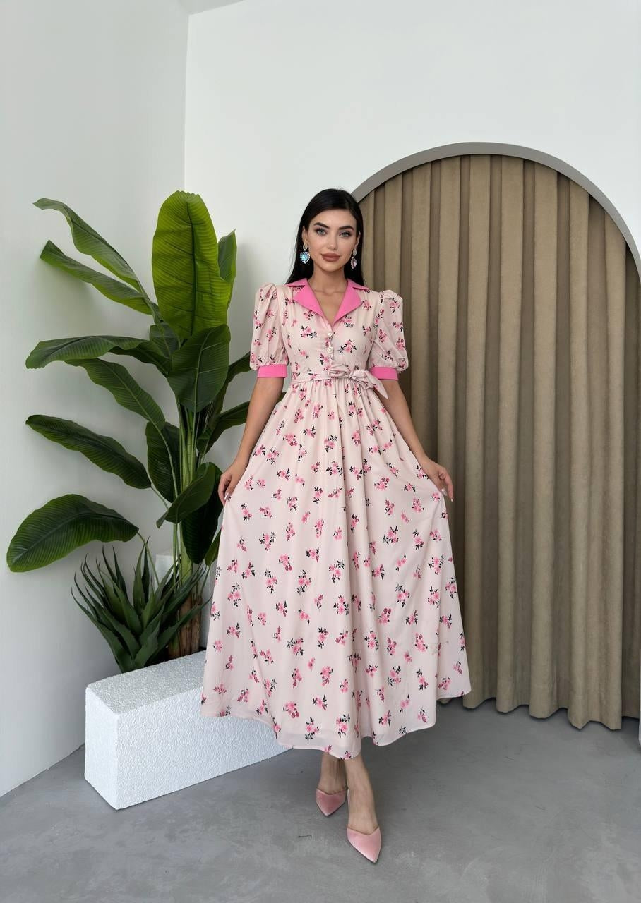 Vesoul Yakalı Midi Boy Elbise