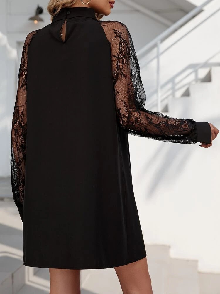 Kadın Uzun Kollu Damla Detaylı Sandy Mini Elbise