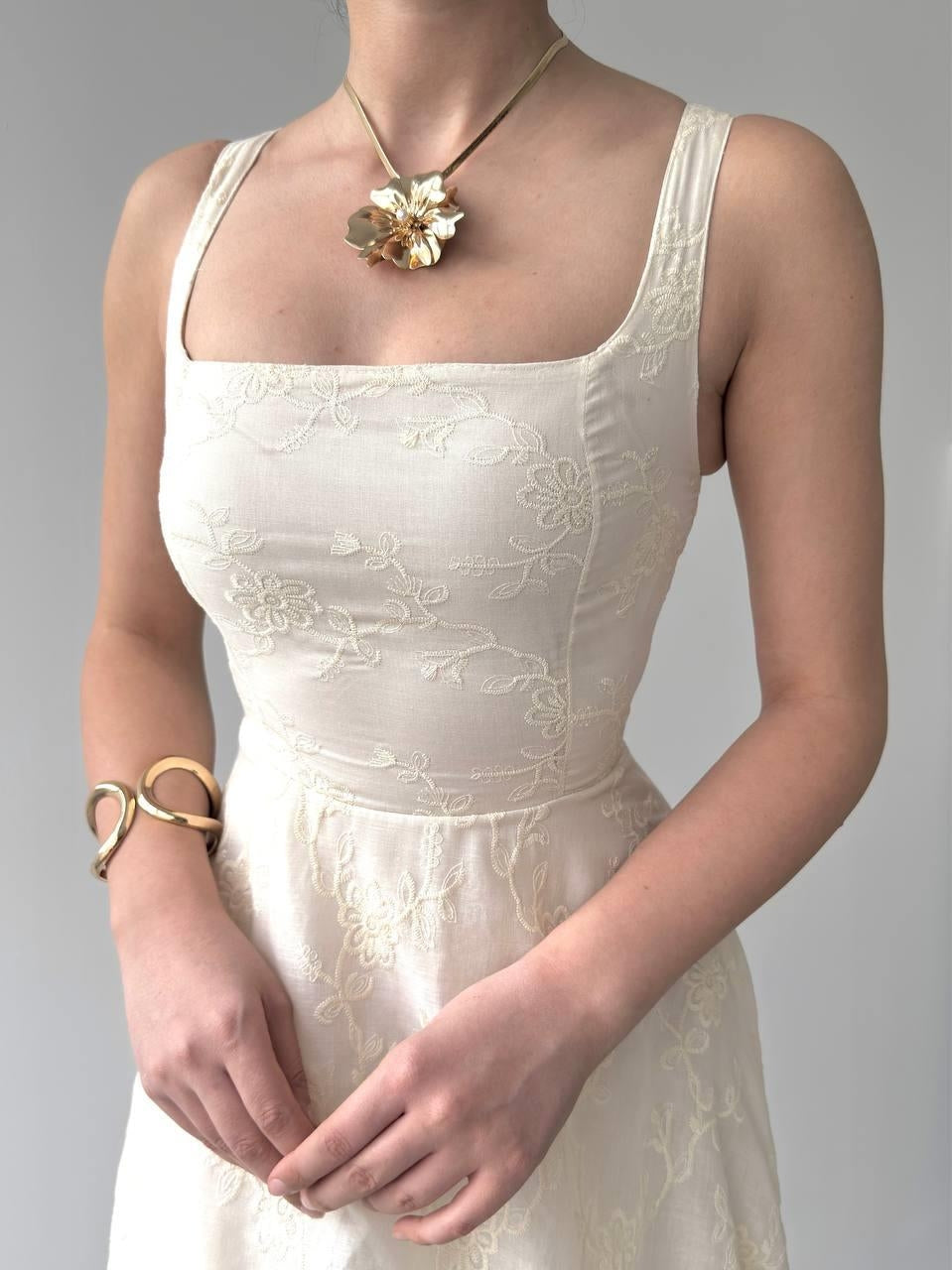 Cuper Çiçek Detaylı Elbise