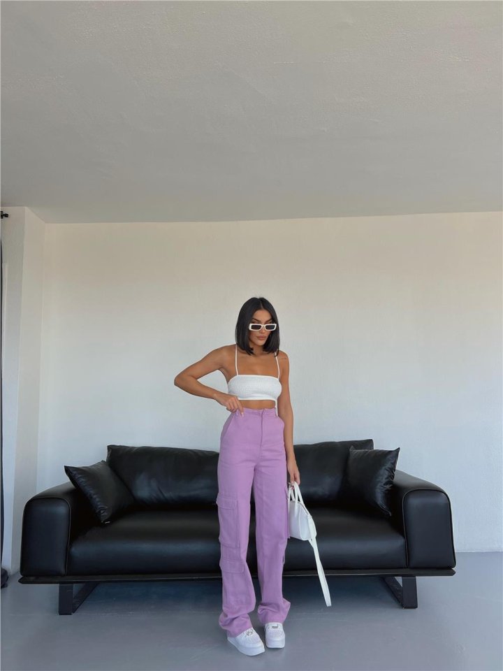 KARGO PANTOLON - Lila