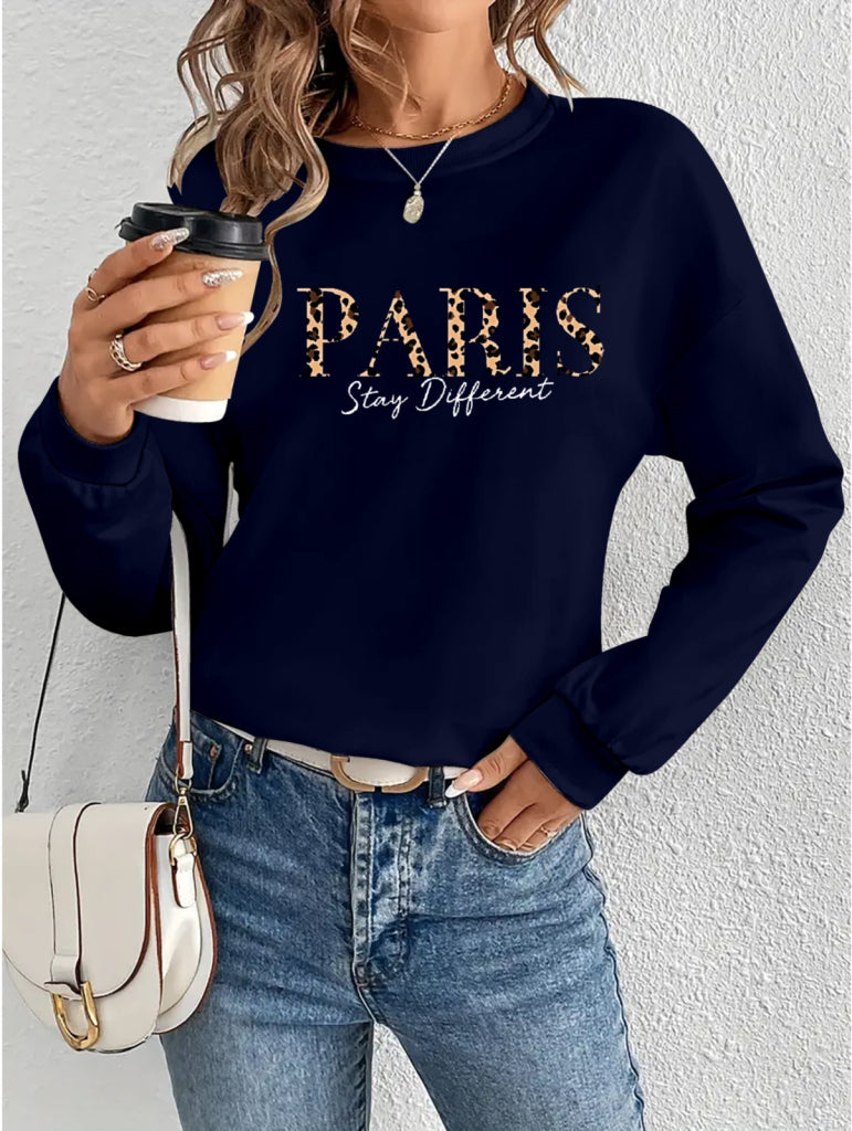 Kadın Uzun Kollu Bisiklet Yaka Desenli Viskon Iki Iplik Bluz