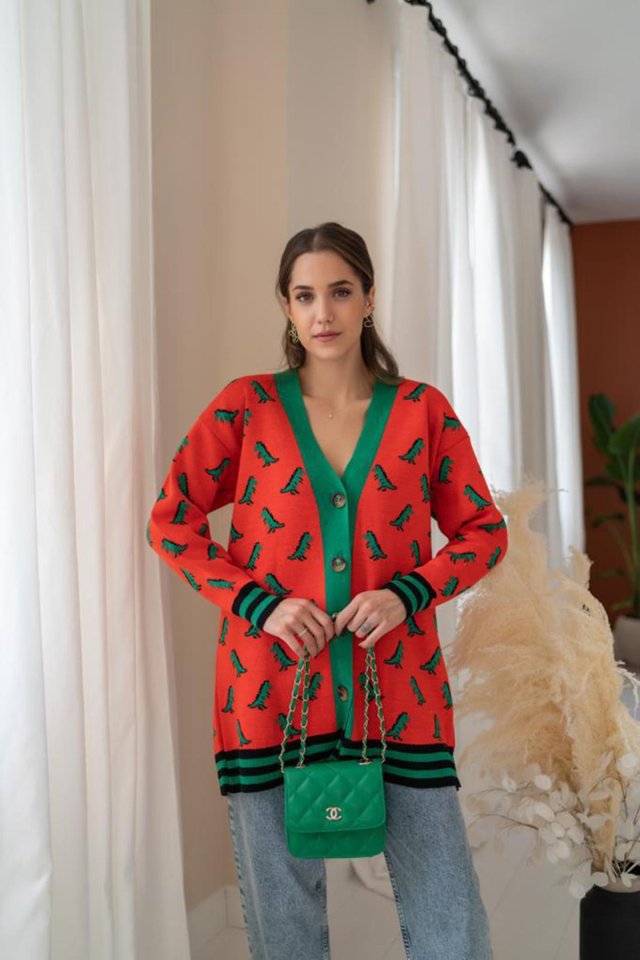 Oranj Desenli Hırka