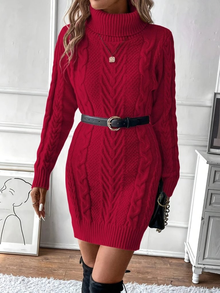 Kadın Balıkçı Yaka Mini Triko Elbise