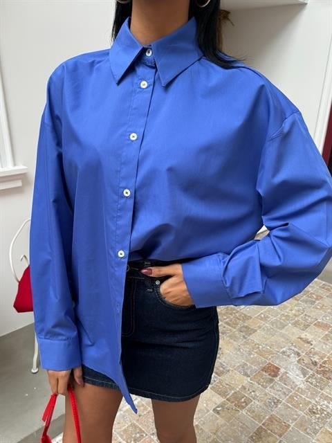 Klasik Oversize Poplin Gömlek 3421