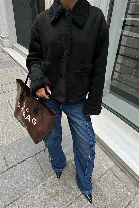 Lolita Uzun Kollu Süet Ceket 6115