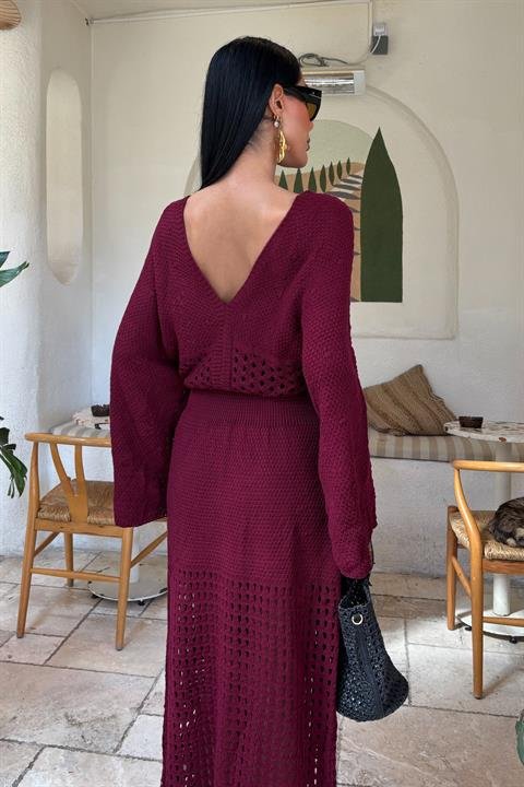 Yarasa Kollu Ajurlu Triko Elbise 2836