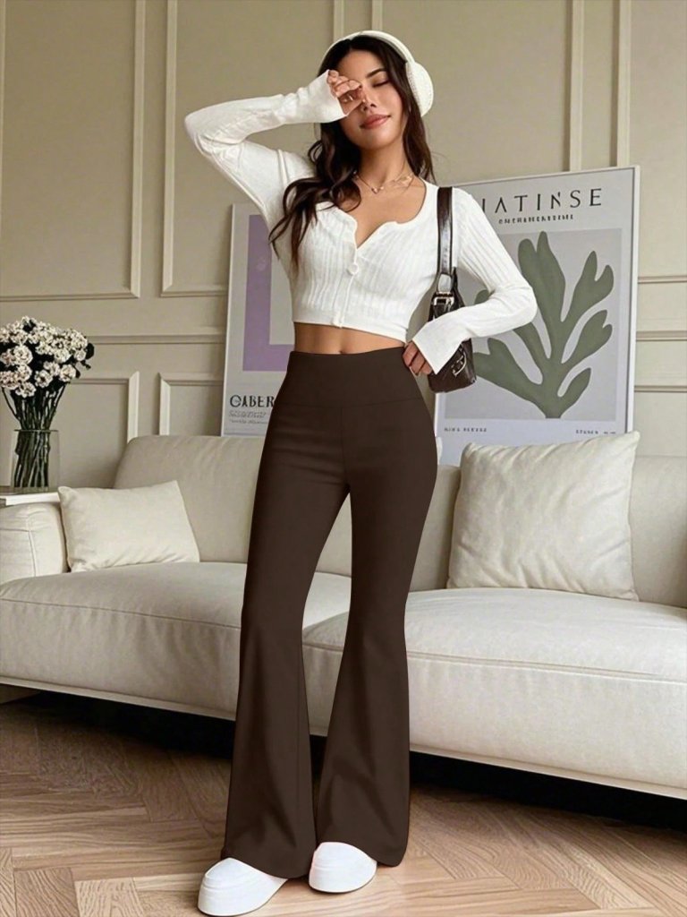 Kadın Yüksek Bel Ispanyol Paçalı Pantolon Tayt