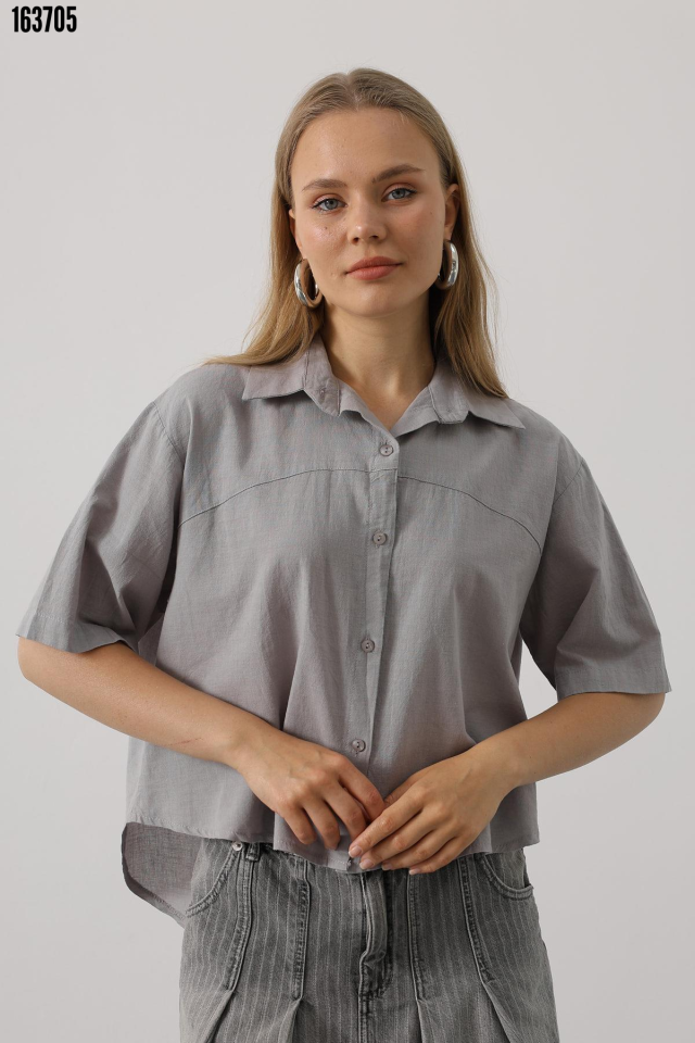 Yarım Kol Gömlek - Gri