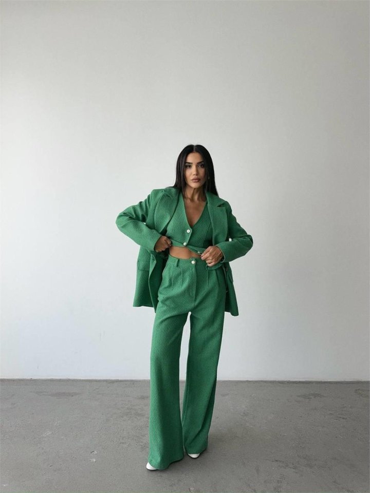 CHANEL YELEK-CEKET-PANTOLON TAKIM - Yeşil