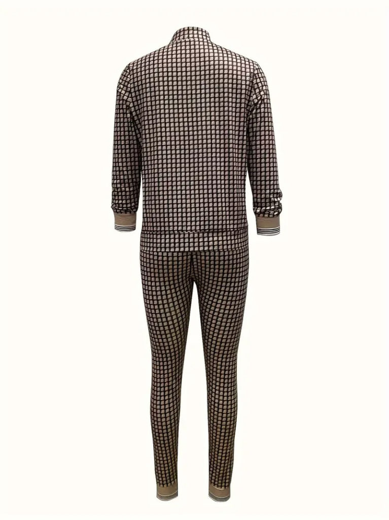 Kadın Uzun Kollu önden Fermuarlı Desenli şardonlu Dalgıç Ceket Ve Pantolon Ikili Takım